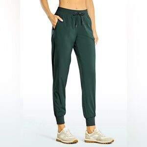 CRZ Yoga, Feathery-Fit Drawstring Jogger w/ Pockets, Dark Green/Blue, Small